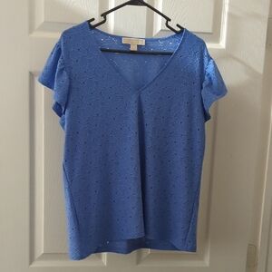 Michael Kors Blue Short Sleeve Blouse